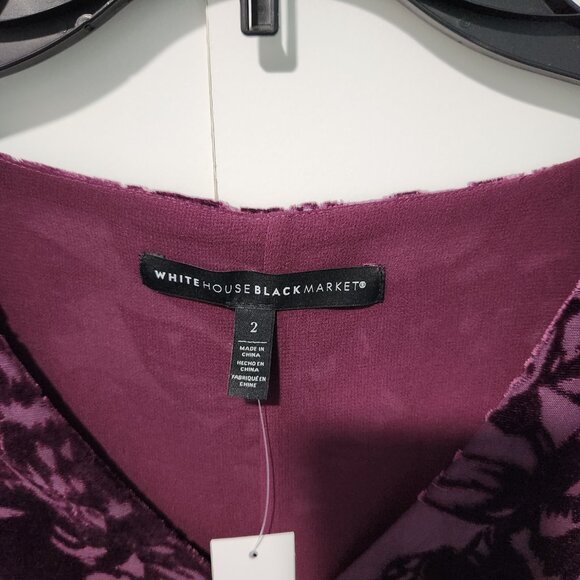 White House Black Market NEW Sleeveless Purple Velvet Burnout Blouse Top Size 2 - Picture 2 of 8